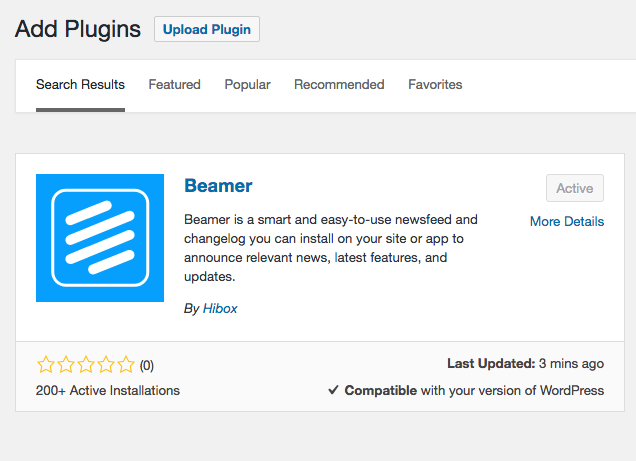 Beamer WP plugin page