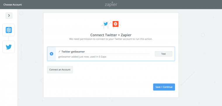 Twitter Zapier connection