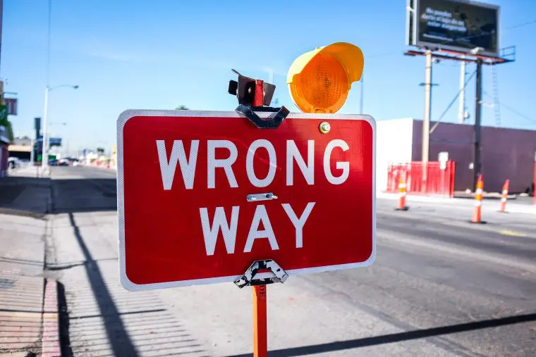 Photograph of a Wrong Way sign