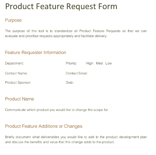 Product request form example