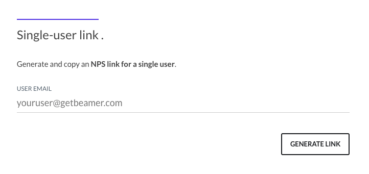 NPS single-user link demo