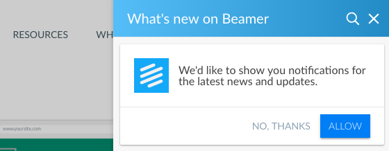 Beamer notification prompt